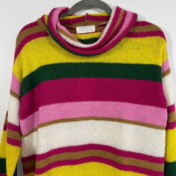 Eighty2 by Figaro Multicolor Rainbow Striped Wool Blend Cowl Neck Sweater Size S - Picture 4 of 13